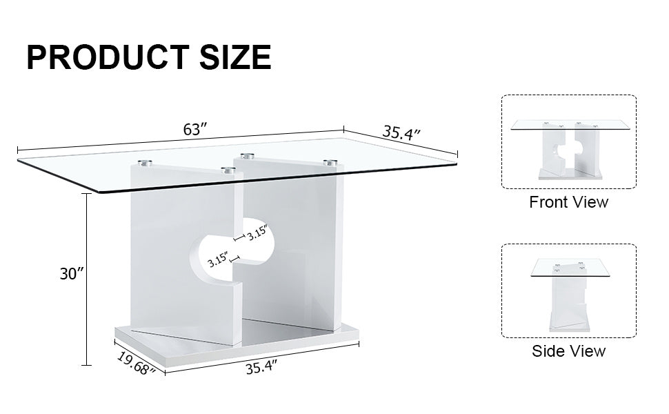 ruby 6-piece dining table set, white