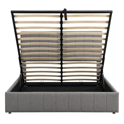 Queen size Upholstered Platform bed with a Hydraulic Storage System - Gray Queen size Upholstered Platform bed with a Hydraulic Storage System - Gray Queen size Upholstered Platform bed with a Hydrau