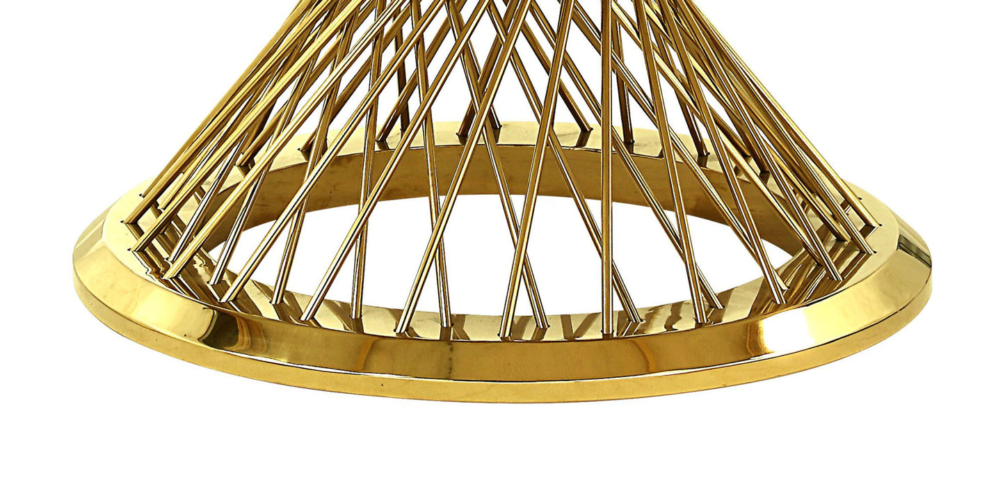 acme fallon dining table, faux marble top & mirrored gold finish