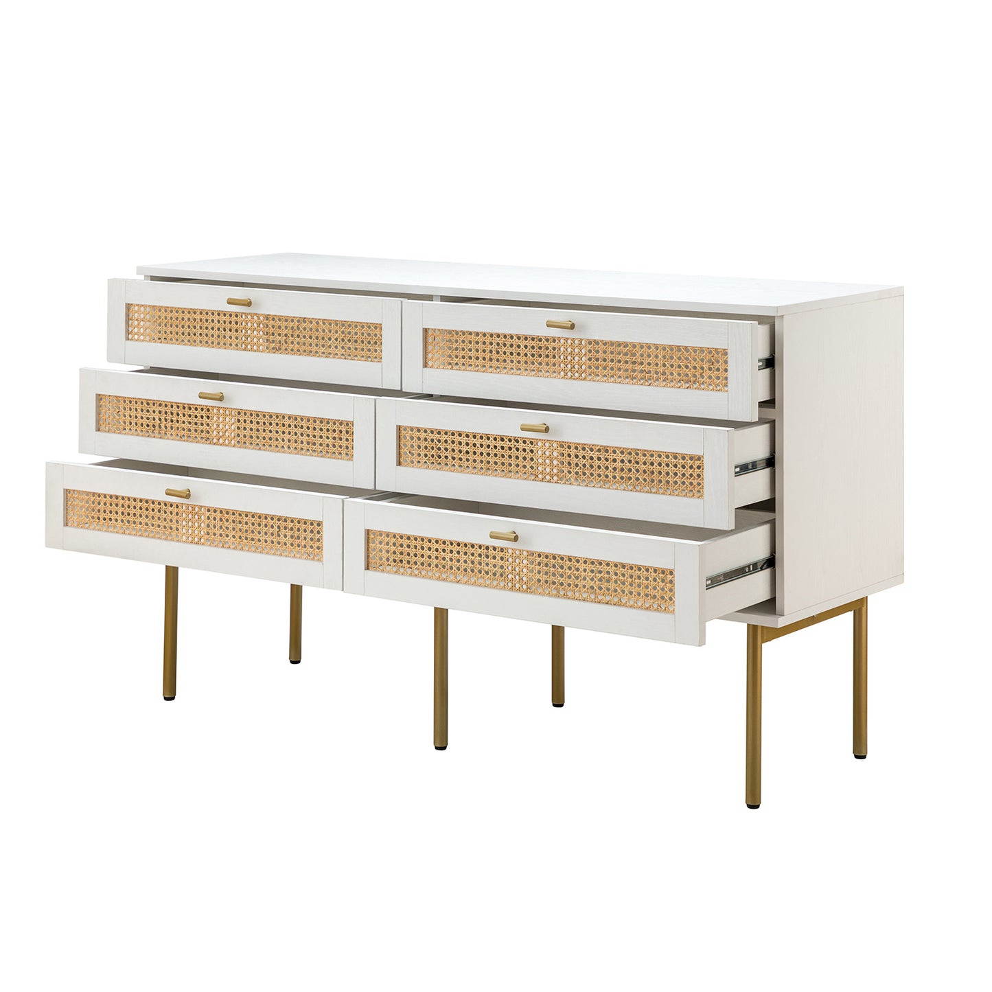 tknow 6 drawer 54"w double dresser-white