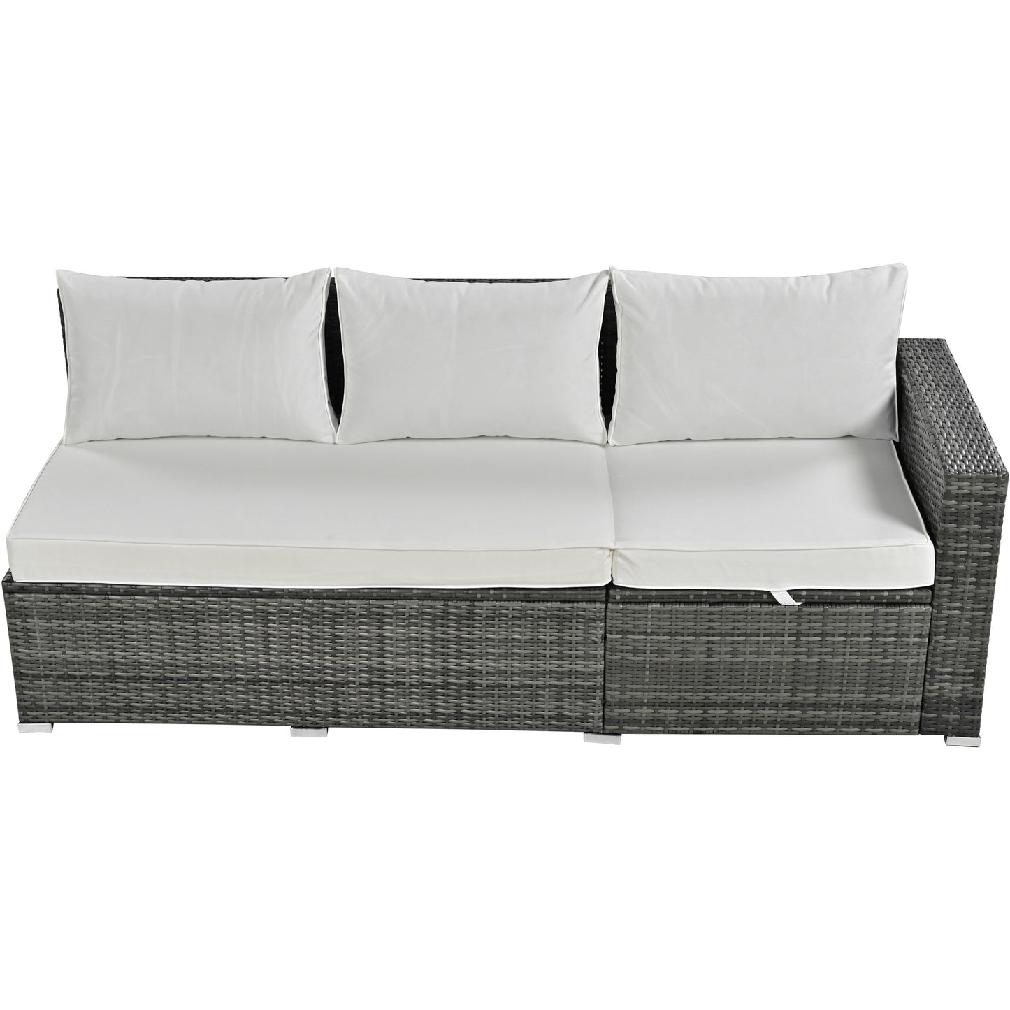 6-piece pe rattan sofa set with adjustable seat & storage box