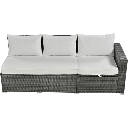 6-Piece PE Rattan Sofa Set with Adjustable Seat & Storage Box