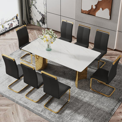 Zara Marble Dining Table, Gold