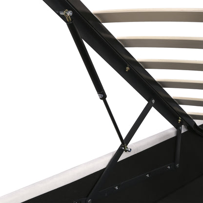 Velvet Upholstered Hydraulic Storage Bed with LED light, Bluetooth Player, and USB Charging