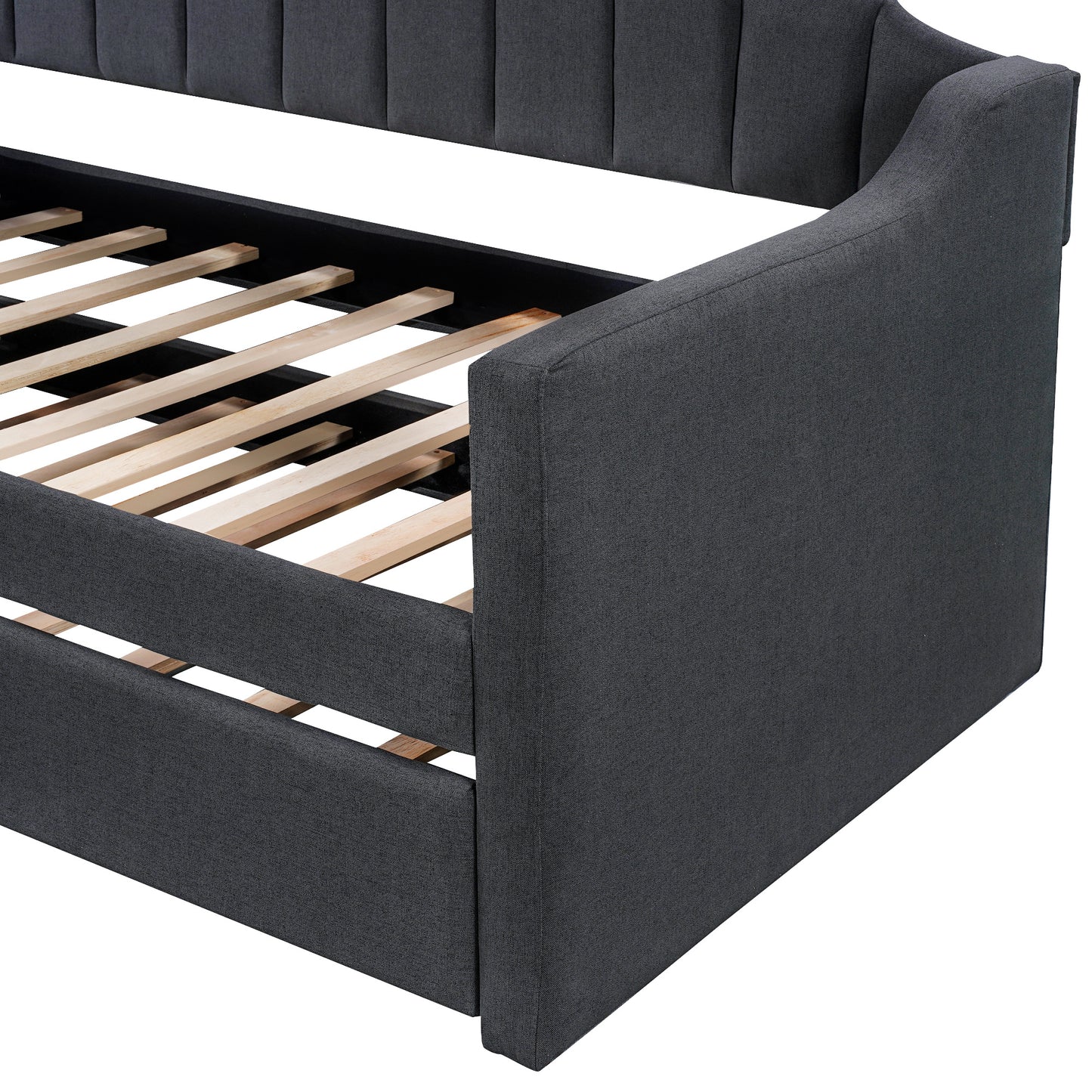 upholstered twin daybed with trundle,black