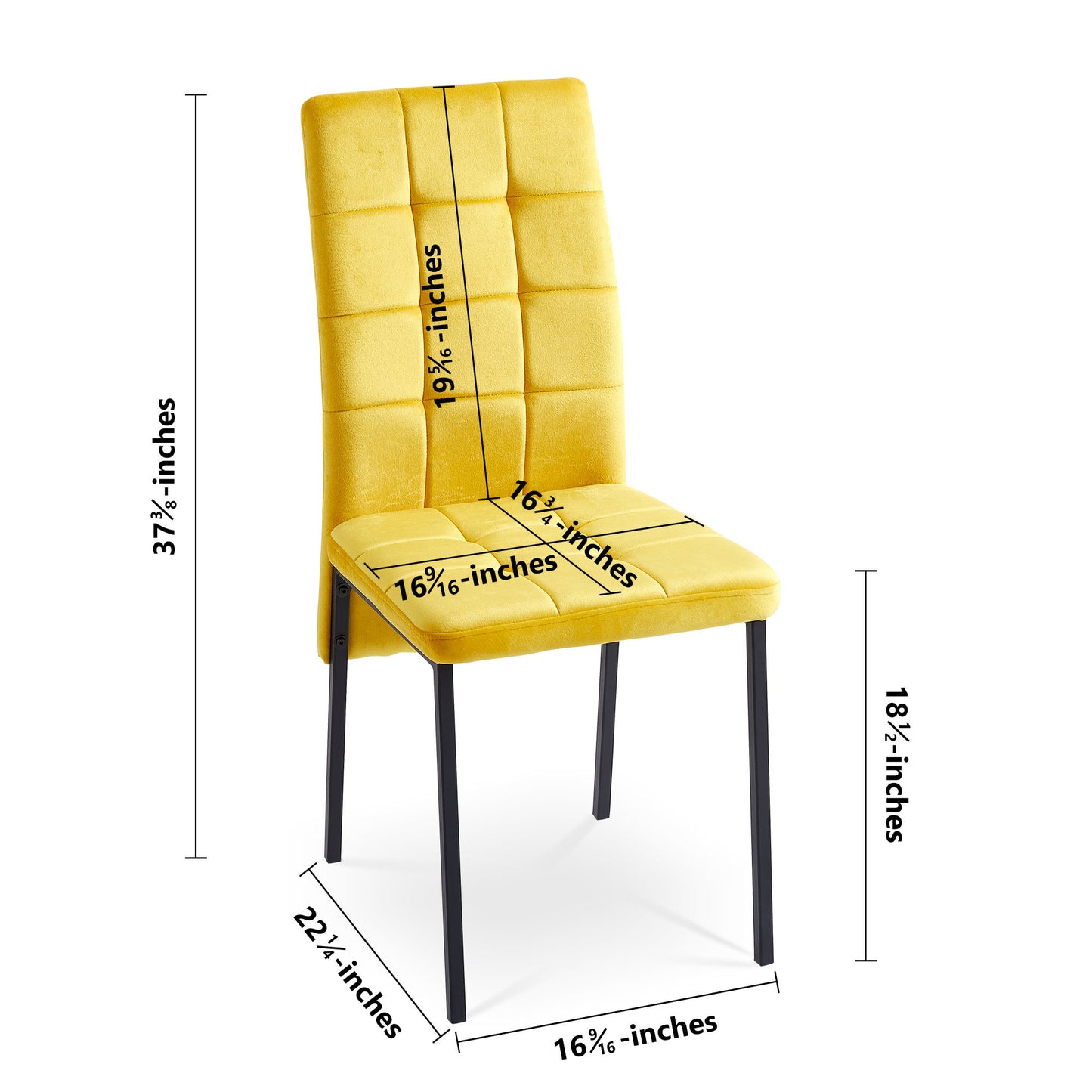 nordic dining chairs set of 4, yellow velvet high back