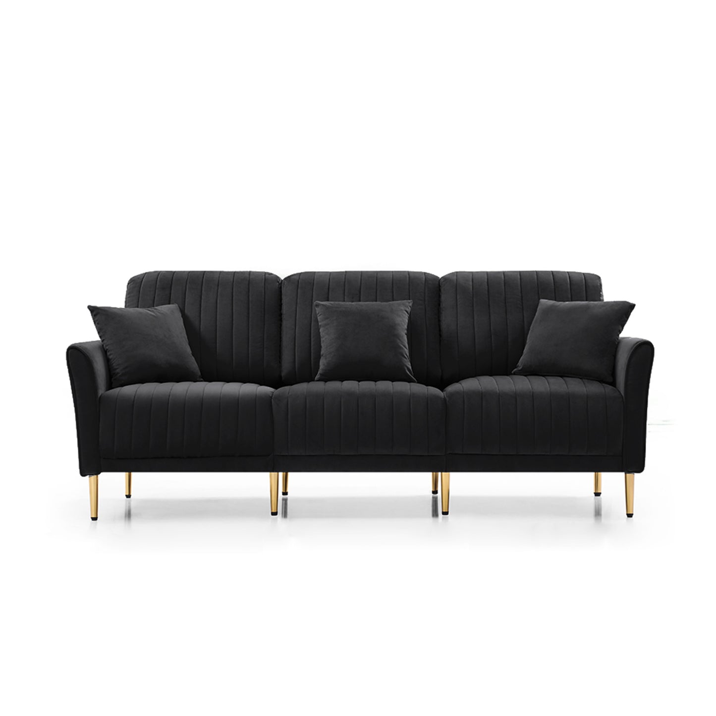 3 pieces sectional sofa set, black velvet