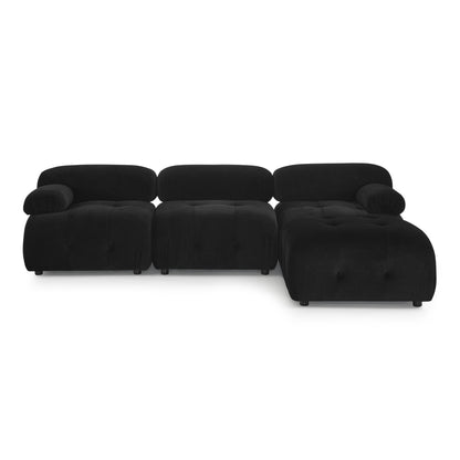 Button Tufted Modular Sectional Sofa, Black Velvet
