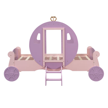 Princess Carriage Bed with Crown, Purple+Pink