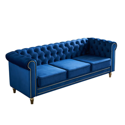 Chesterfield Velvet Sofa, Blue