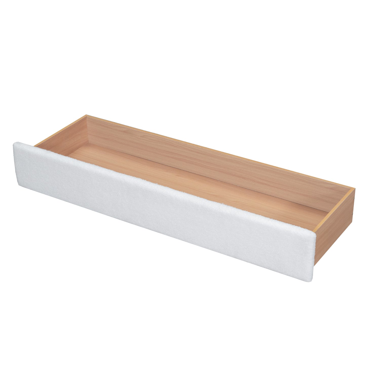 teddy fleece upholstered platform bed with drawer, white