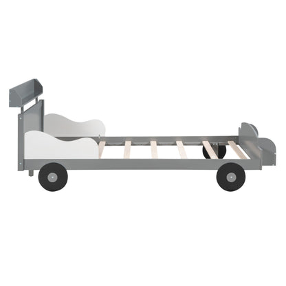 Twin Size Car-Shaped Platform Bed, Gray
