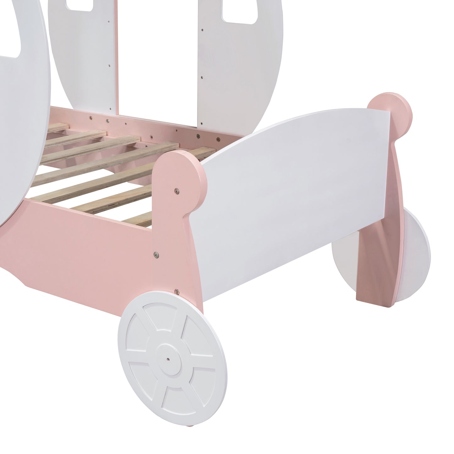 princess carriage bed with crown ,white+pink