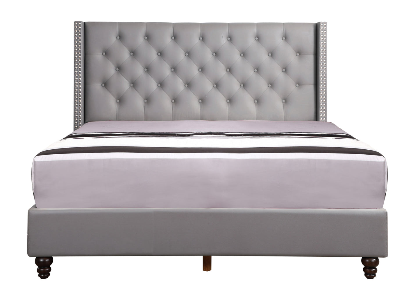 julie upholstered bed , light grey