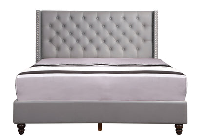 Julie Upholstered Bed , LIGHT GREY