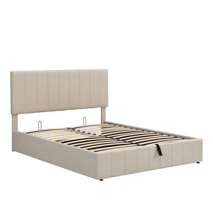 Queen size Upholstered Platform bed with a Hydraulic Storage System - Gray Queen size Upholstered Platform bed with a Hydraulic Storage System - Gray Queen size Upholstered Platform bed with a Hydrau