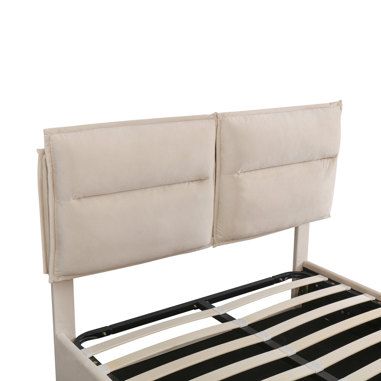 upholstered platform bed with a hydraulic storage system