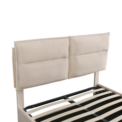 Upholstered Platform bed with a Hydraulic Storage System