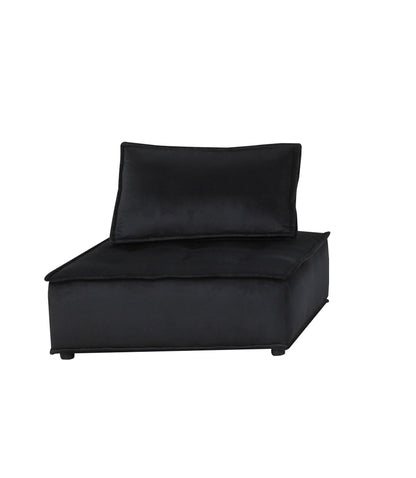 Anna  Black Velvet 5 Pc Sectional Sofa with Ottoman