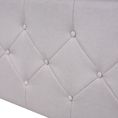 Upholstered Bed with Storage Headboard, LED, USB Charging and 2 Drawers