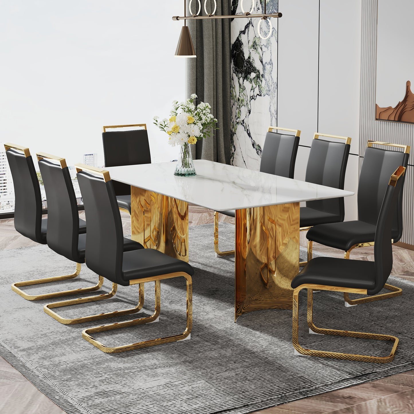 zara marble dining table, gold