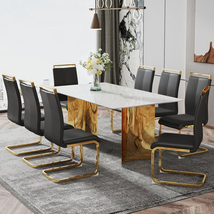 Zara Marble Dining Table, Gold
