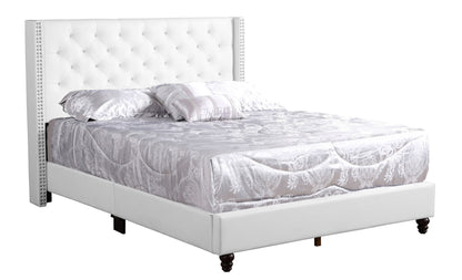 Julie Upholstered Bed , WHITE