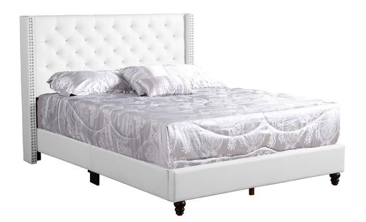 Julie Upholstered Bed , WHITE