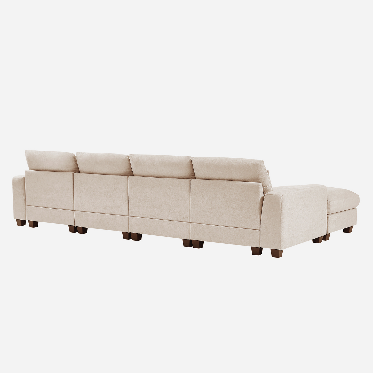 ustyle modern large l-shape feather filled sectional set, cream