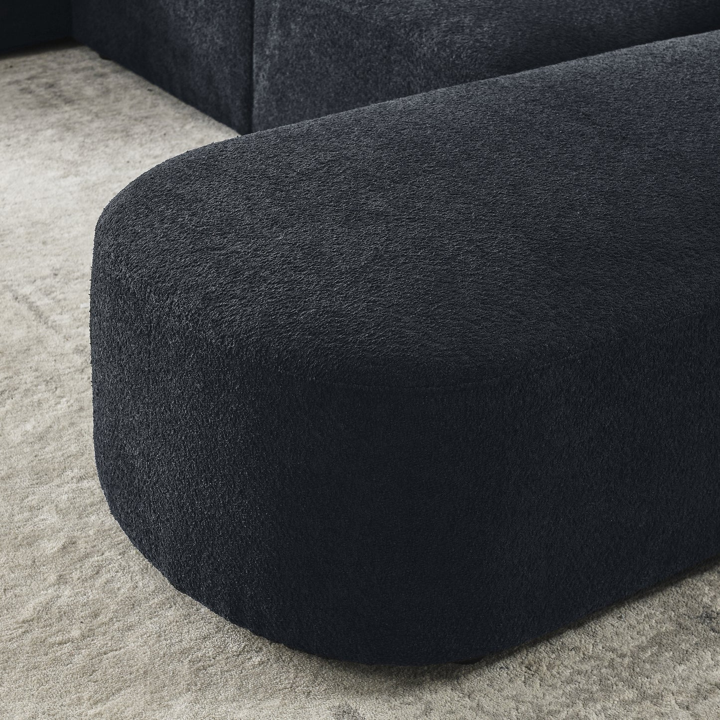 barney l shape sectional sofa with 2 ottomans, black
