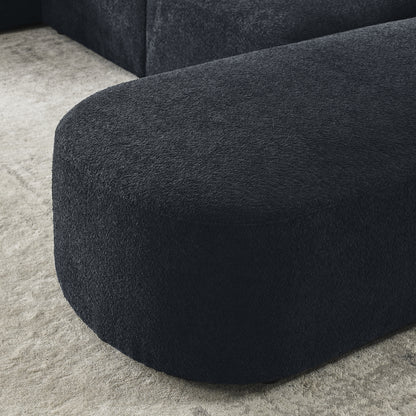 Barney L Shape Sectional Sofa with 2 Ottomans, Black