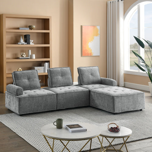 chenille l-shape modular sectional sofa