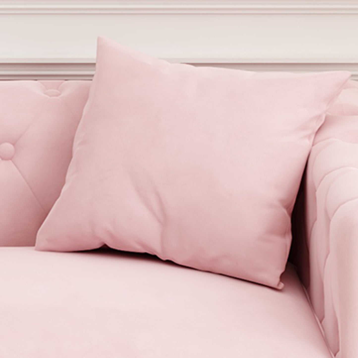 morgan sofa includes 2 pillows, pink velvet