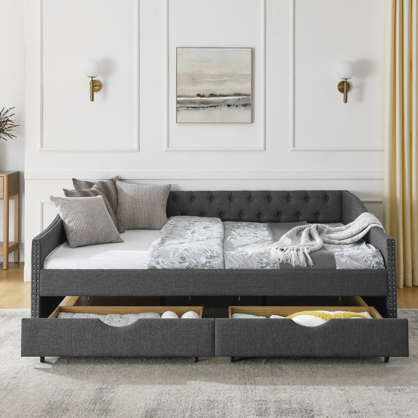 morgan upholstered daybed/sofa bed with drawers