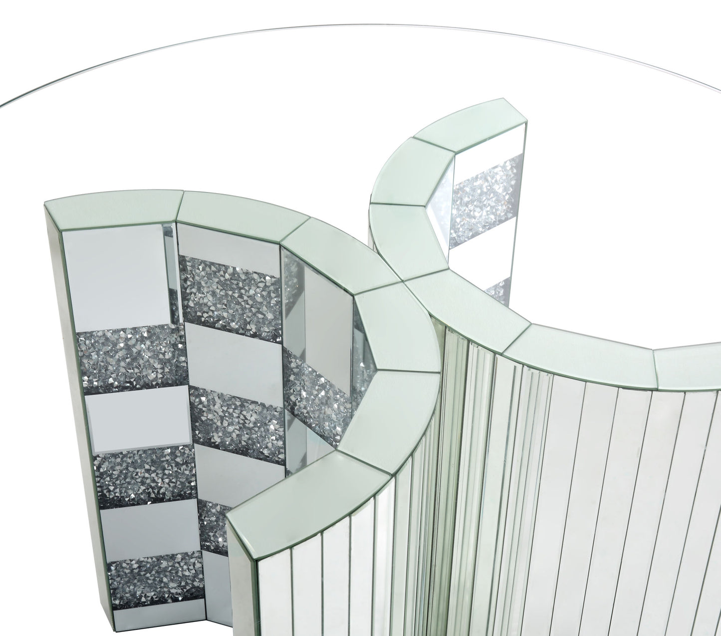 acme noralie dining table mirrored & faux diamonds