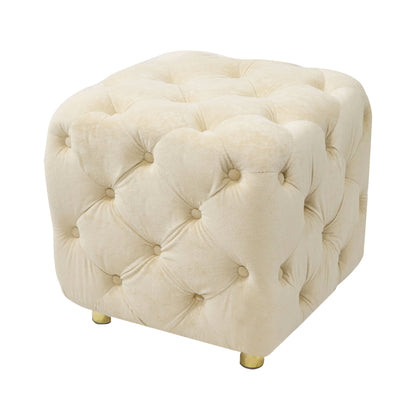 Beige Modern Velvet Upholstered Ottoman
