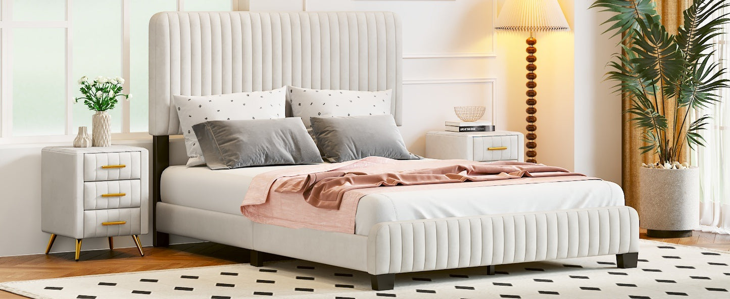 emily upholstered platform bed,beige
