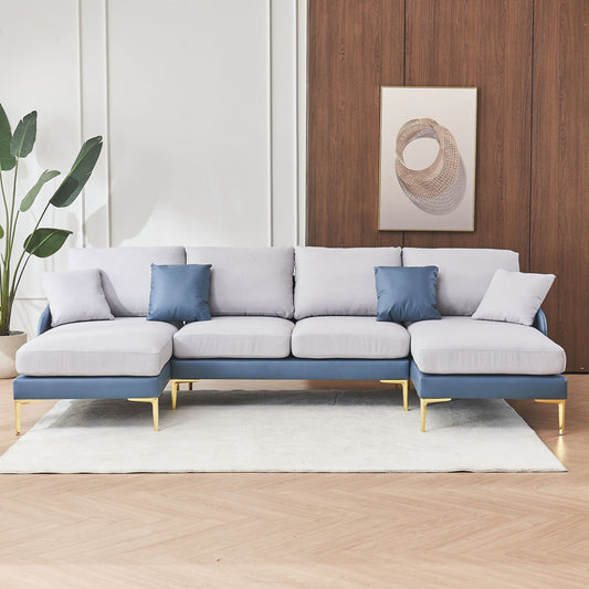 Holly Comfy Sectional, Blue+Light Grey