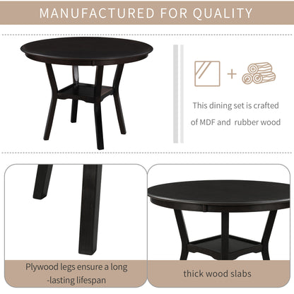 5-Piece Kitchen Dining Table Set, Espresso