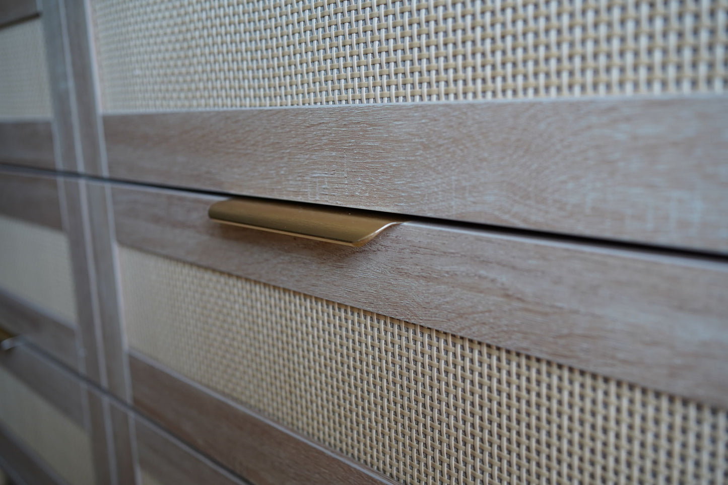 modern 6 drawer rattan dresser