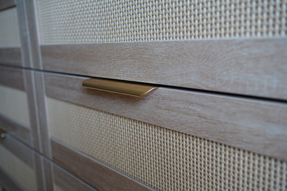 Modern 6 Drawer Rattan Dresser