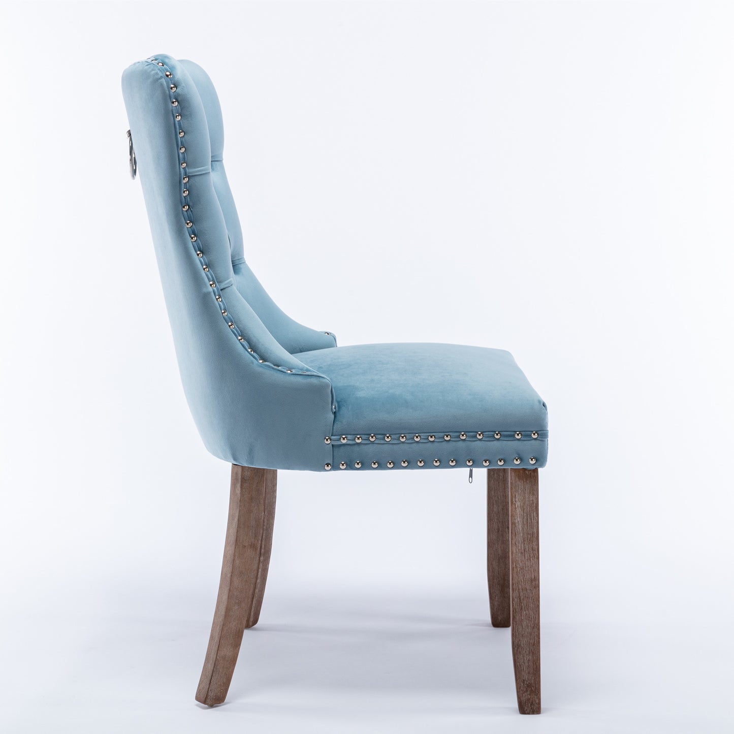 nikki collection modern high-end tufted dining chairs 2-pcs set, light blue