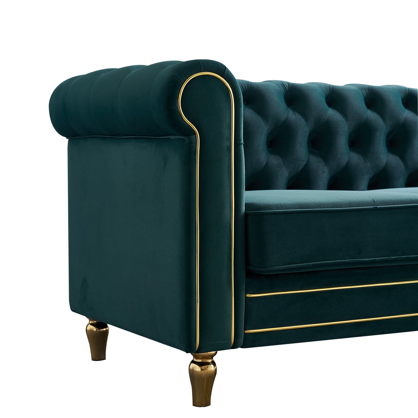 chesterfield velvet sofa, green