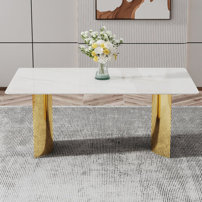 Zara Marble Dining Table, Gold