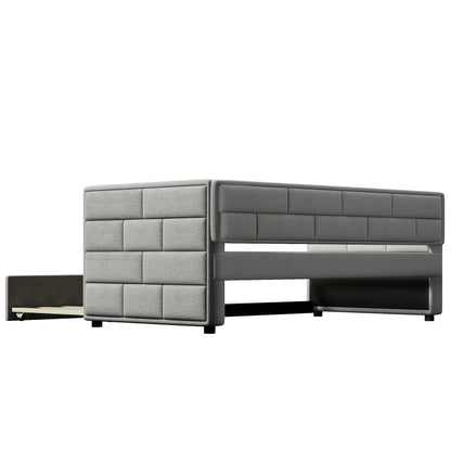Upholstered Bed with Padded Back, Gray