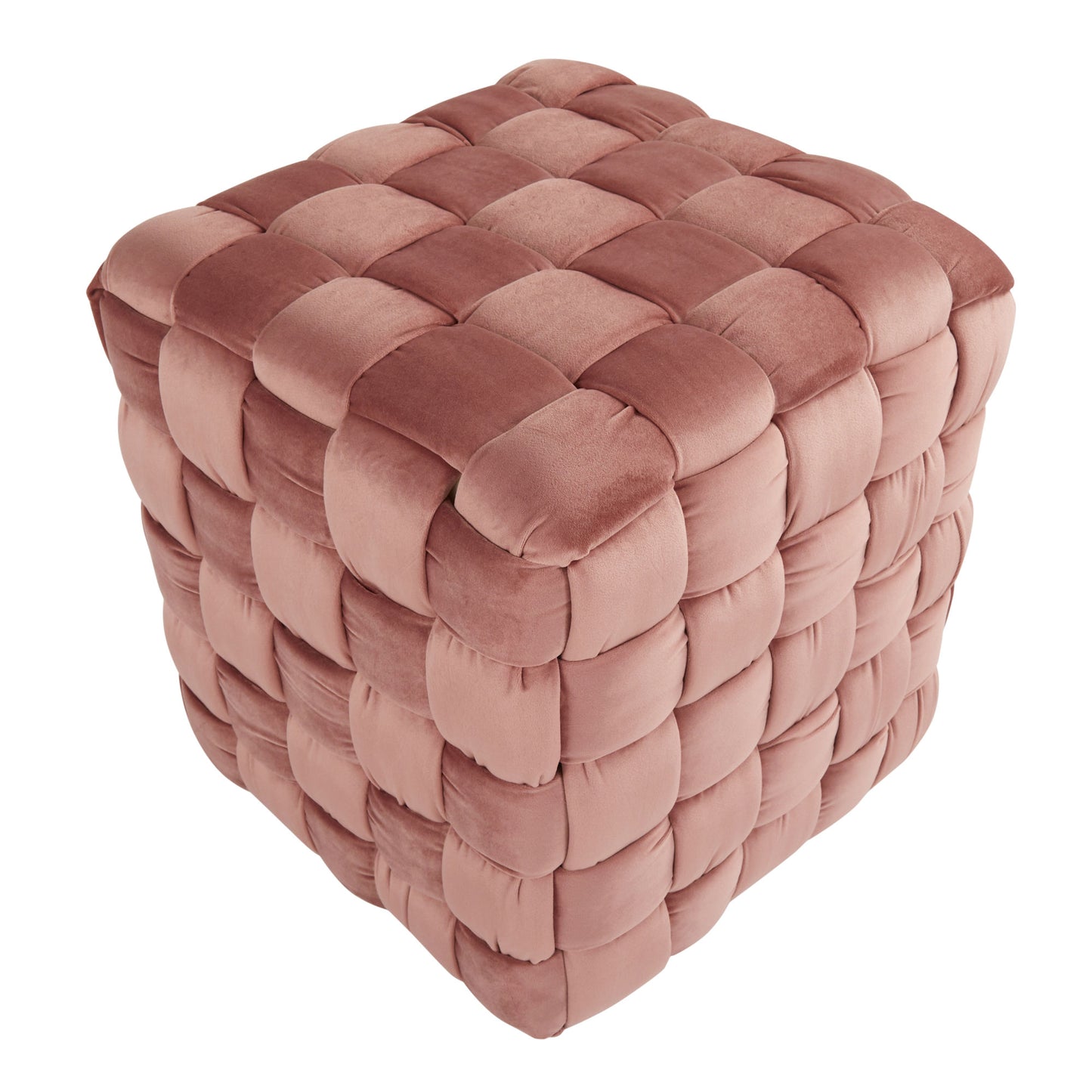 square braided 16" ottoman in blush pink velvet by lumisource