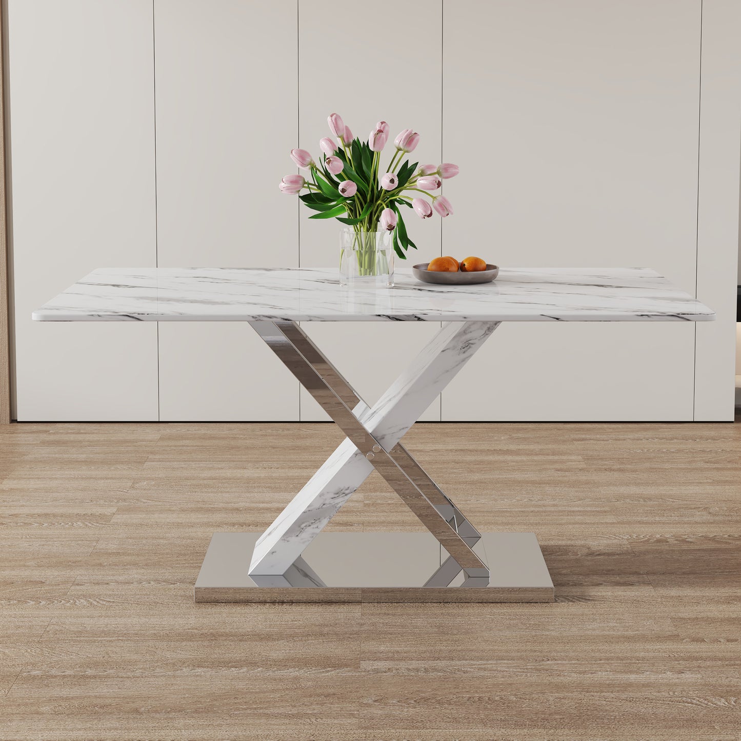 marble textured glass dining table