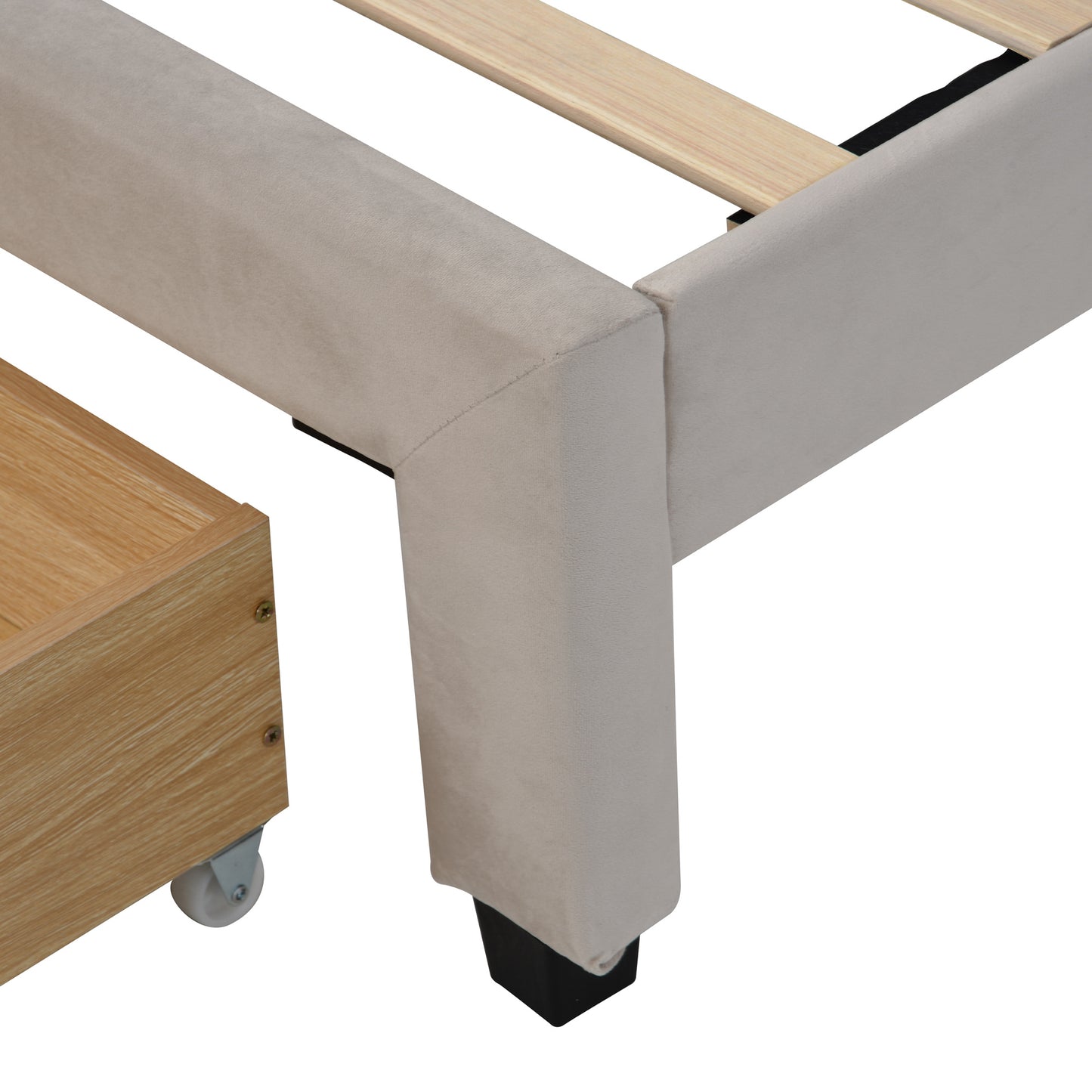 queen size storage bed velvet upholstered platform bed with a big drawer