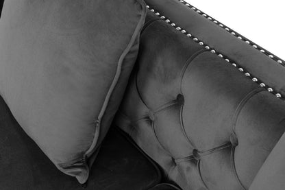 Ryan Velvet Reversible Sectional Sofa Chaise, Dark Grey