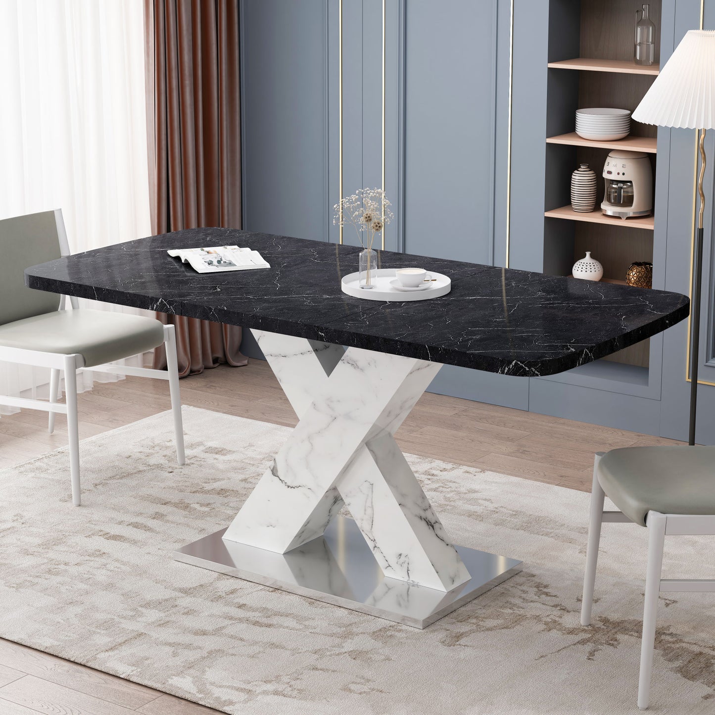 lux extendable marble square dining table